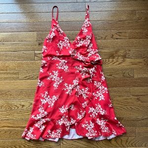 Australian Boutique Red Floral Wrap Mini Dress